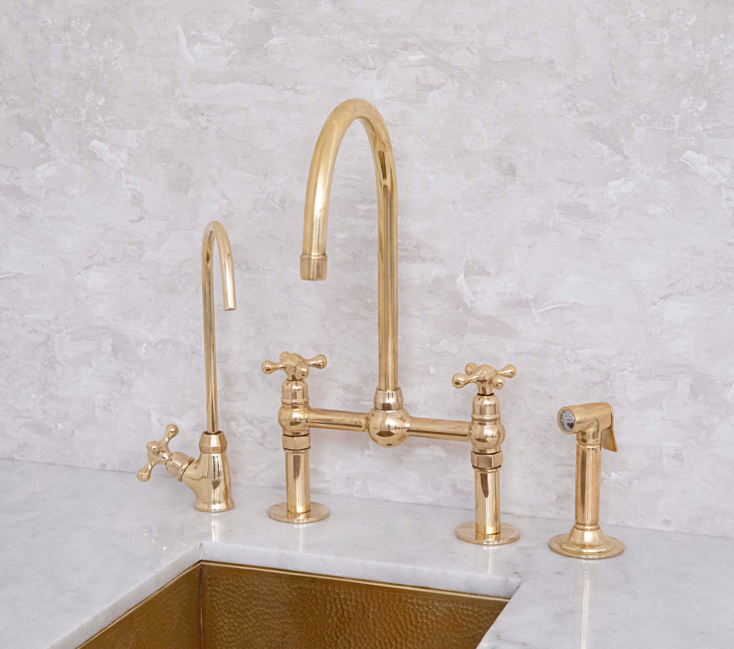 Unlacquered Solid Brass Bridge Faucet