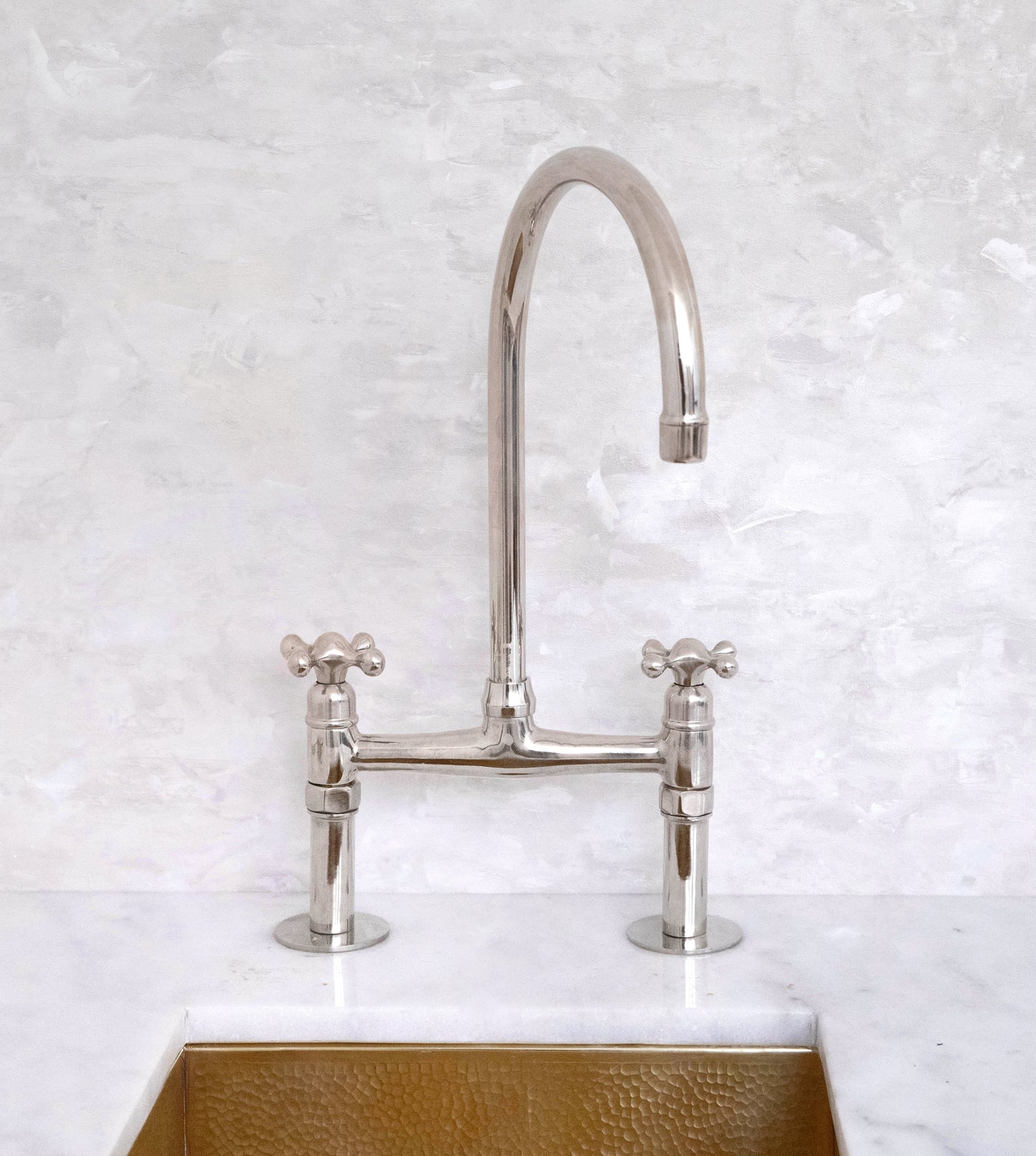 Unlacquered Brass Bridge Faucet Nickel Finish
