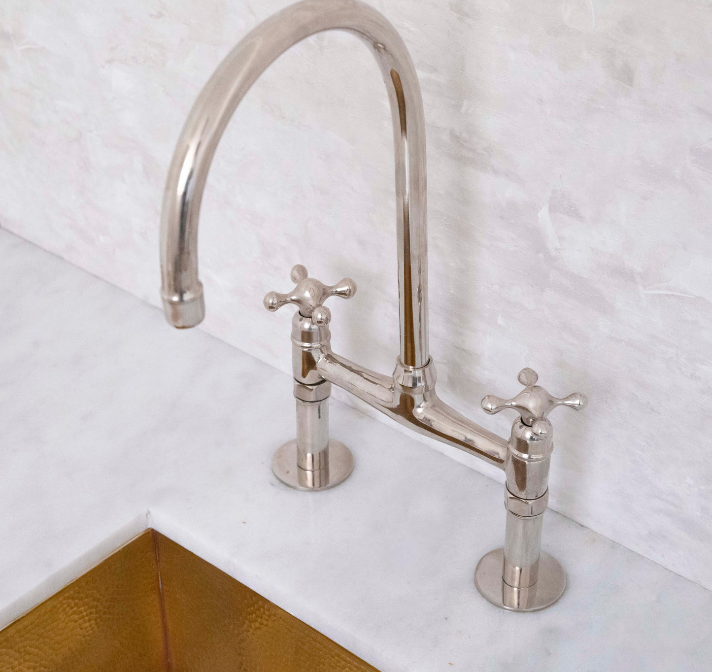 Unlacquered Brass Bridge Faucet Nickel Finish