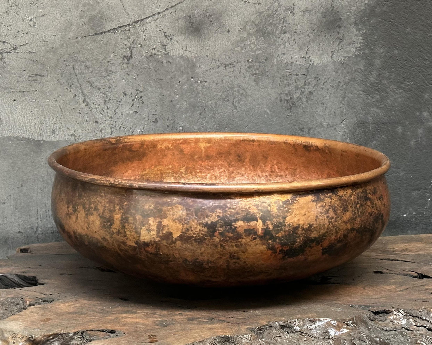 Copper Vessel Sink, Dark Brown Copper Washbasin