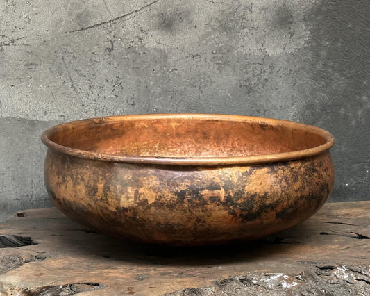 Copper Vessel Sink, Dark Brown Copper Washbasin