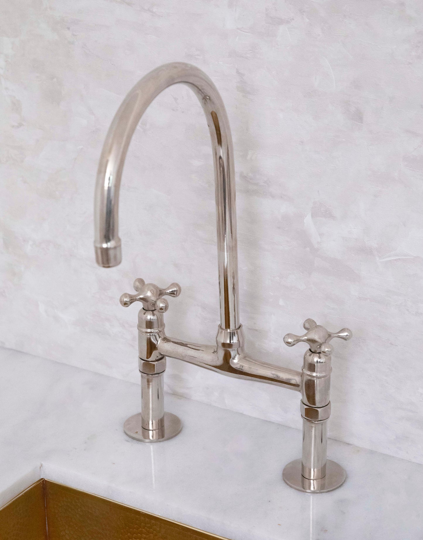 Unlacquered Brass Bridge Faucet Nickel Finish