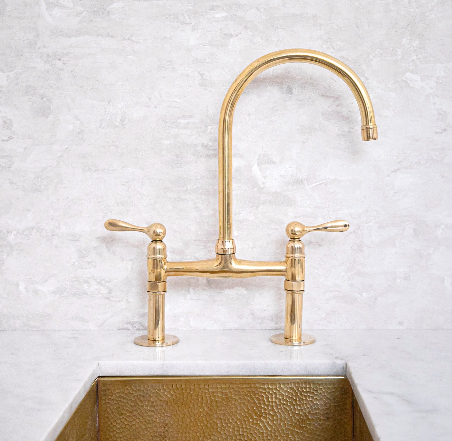 Unlacquered Brass Bridge Kitchen Faucet Ember