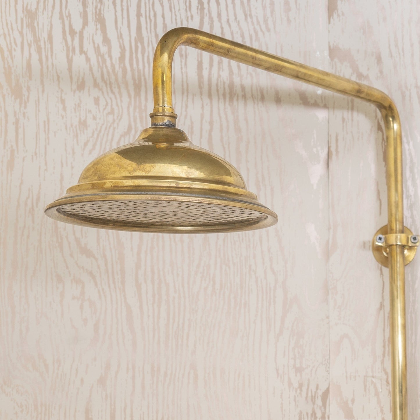 Unlacquered Brass Shower Set | Hand Held Combo with Rainfall Head