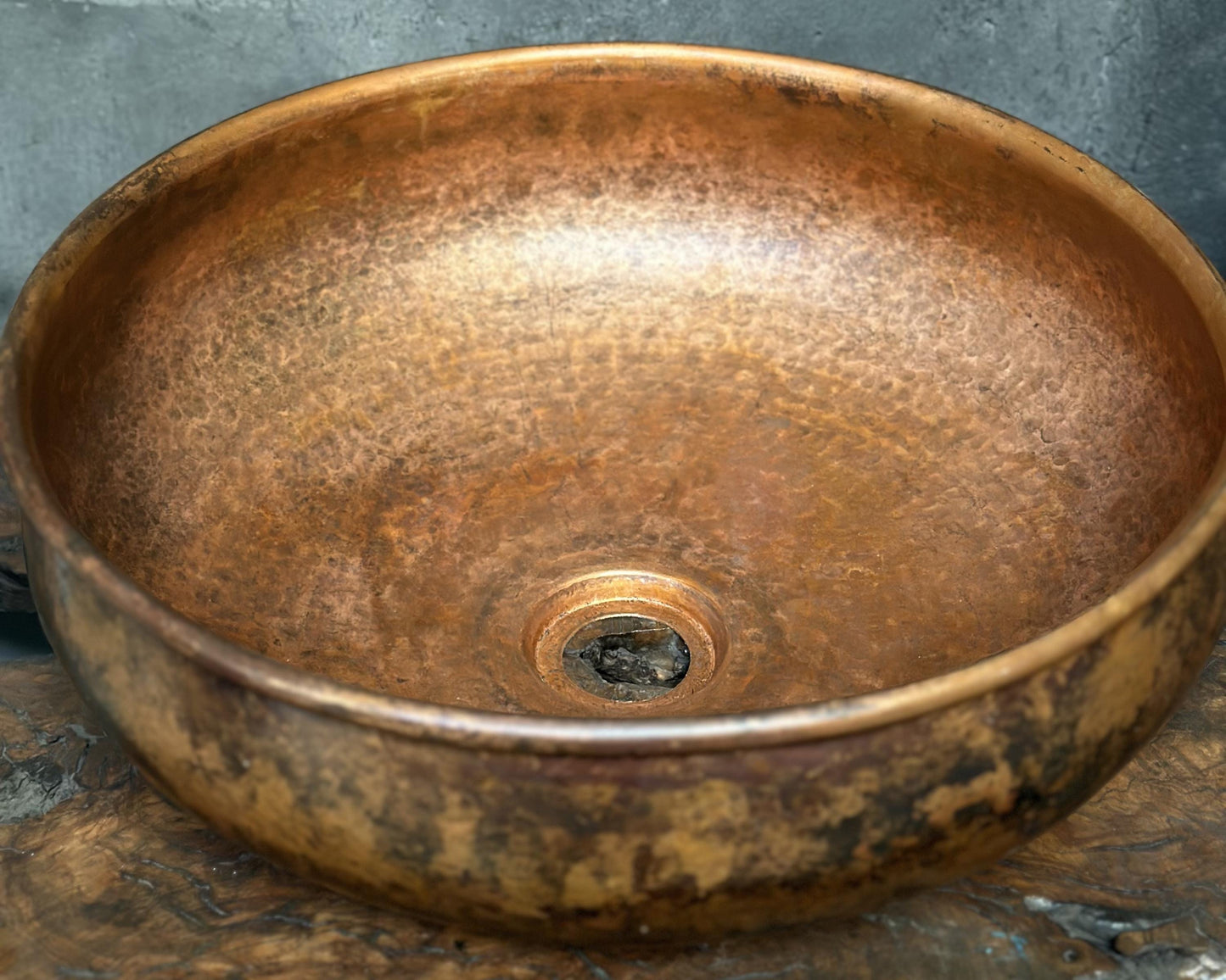 Copper Vessel Sink, Dark Brown Copper Washbasin
