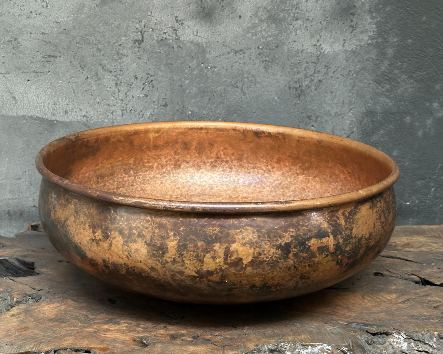 Copper Vessel Sink, Dark Brown Copper Washbasin