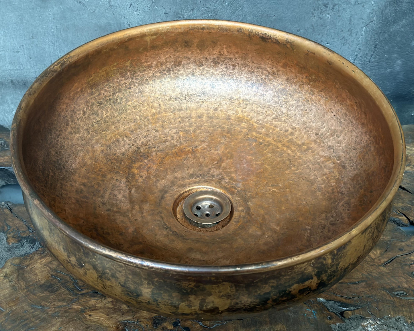 Copper Vessel Sink, Dark Brown Copper Washbasin