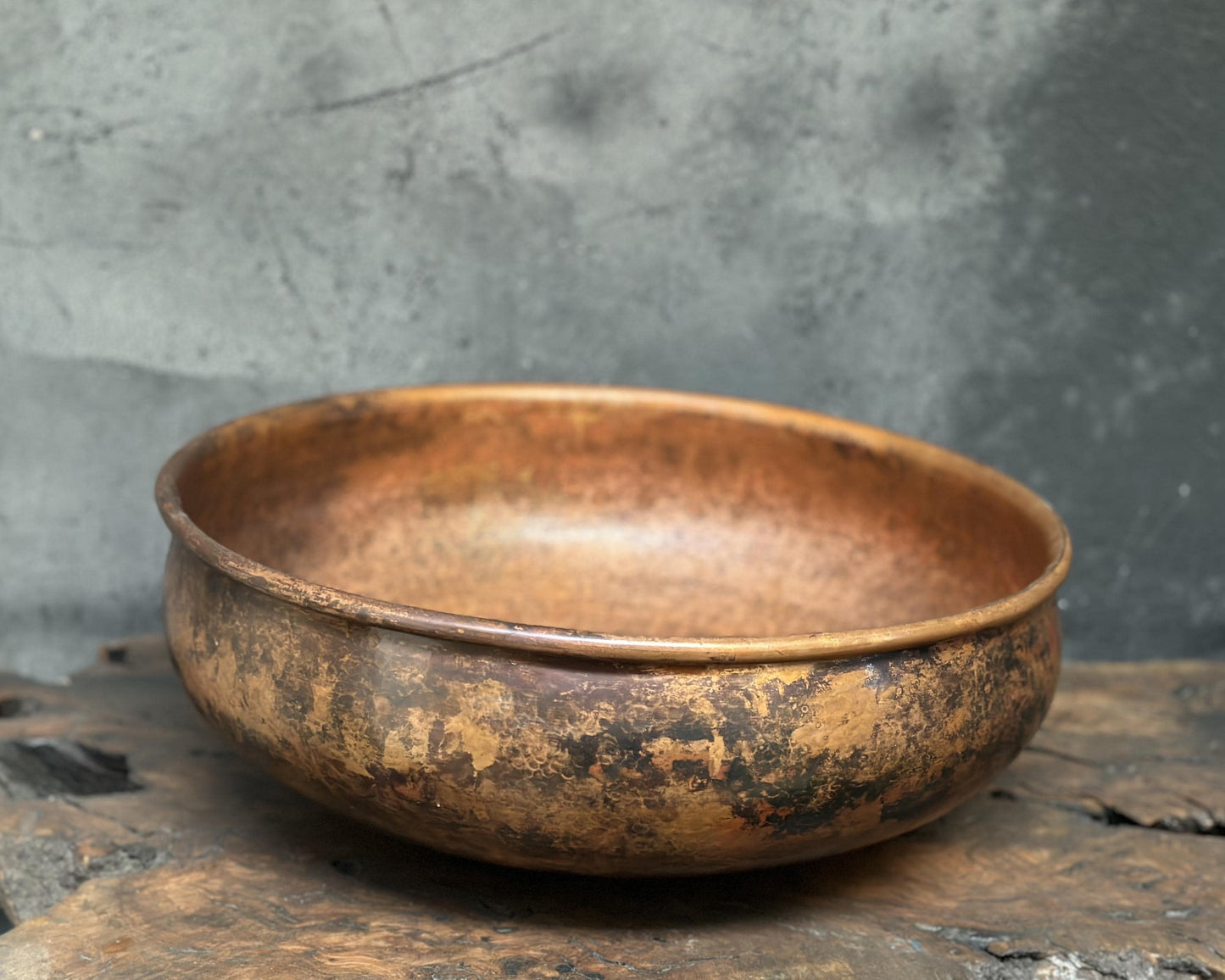 Copper Vessel Sink, Dark Brown Copper Washbasin