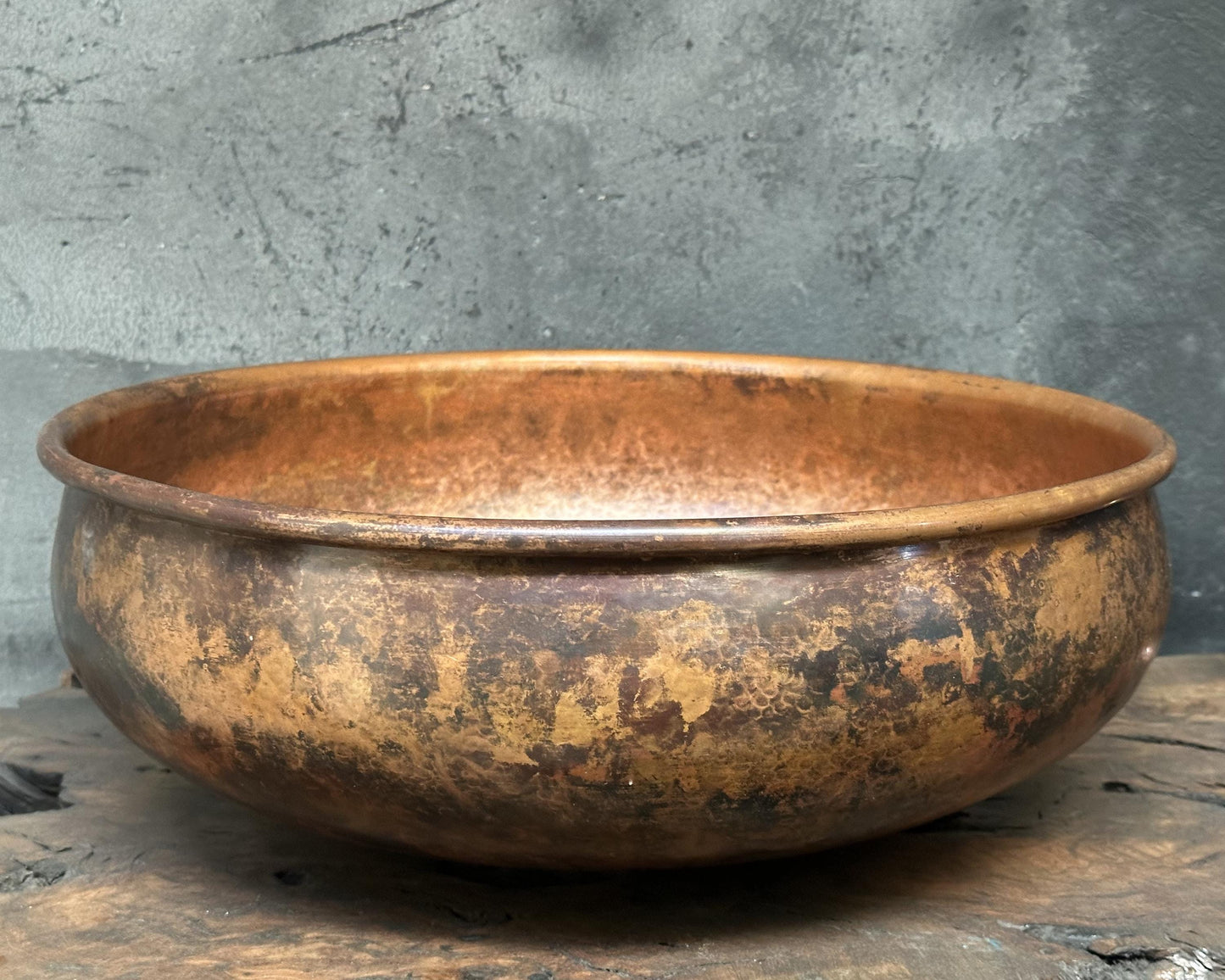 Copper Vessel Sink, Dark Brown Copper Washbasin