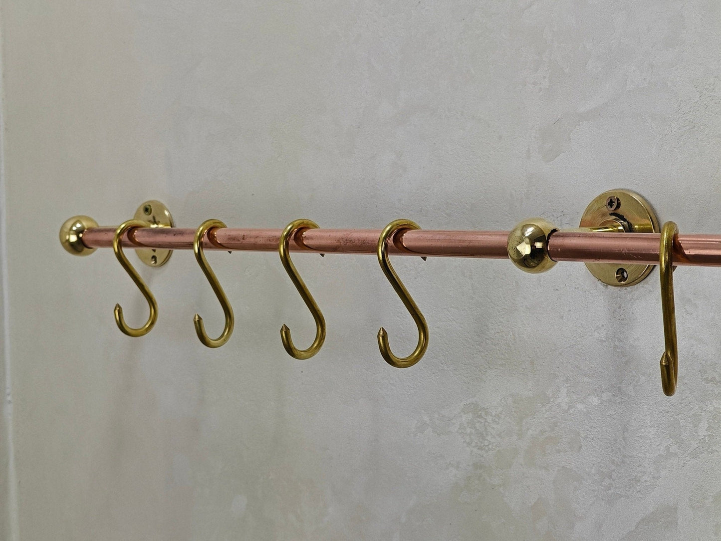 Unlacquered Brass Copper Pot Rail With S Hooks