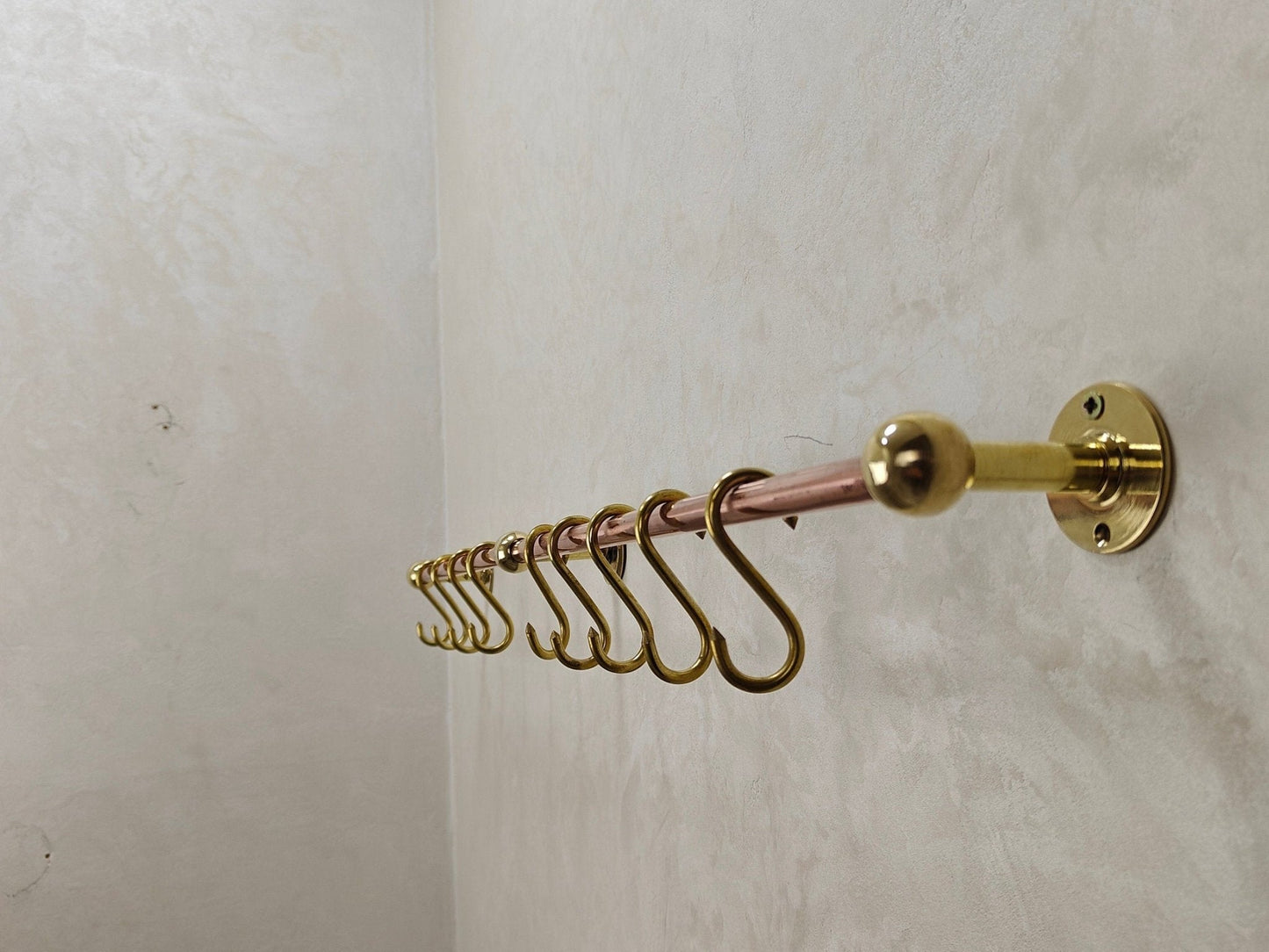 Unlacquered Brass Copper Pot Rail With S Hooks