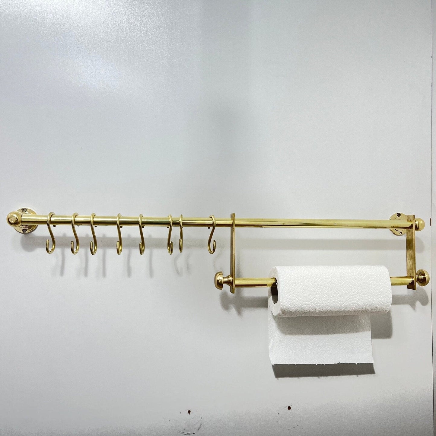 Unlacquered Brass Pot Rack With Tissue Holder