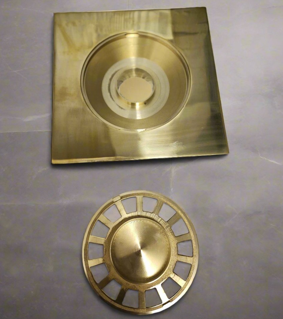 Unlaqauerd Brass Floor Drain - Square Shower Drain