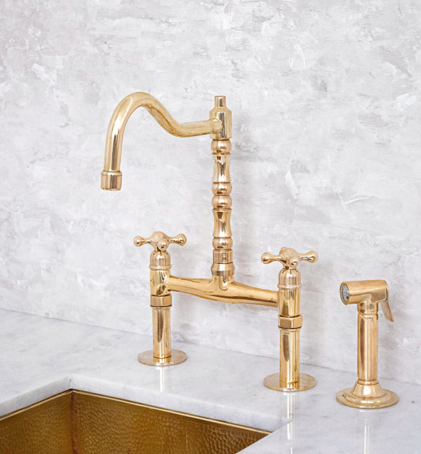 Ember Barn Unlacquered Brass Classic Bridge Faucet