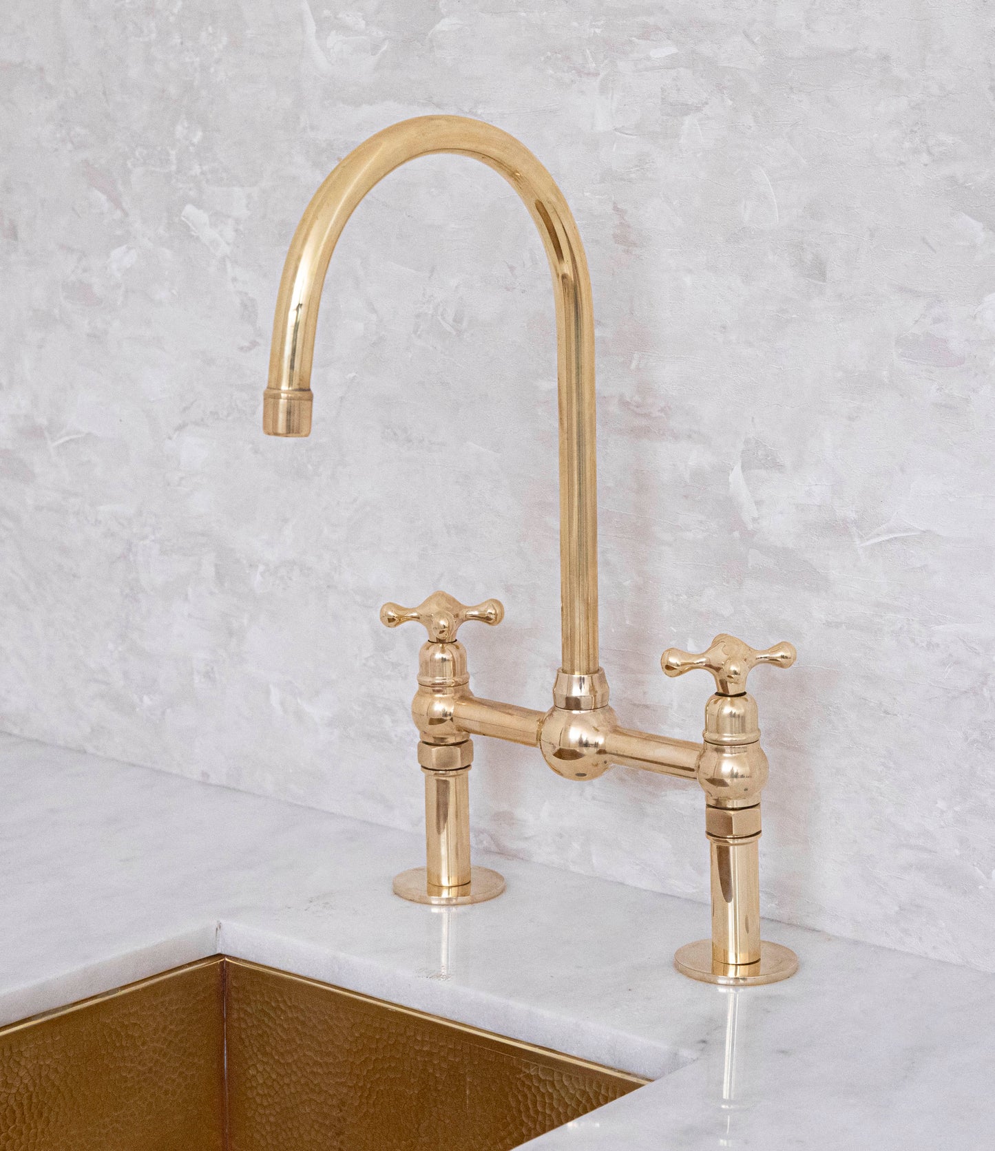 Unlacquered Solid Brass Bridge Faucet