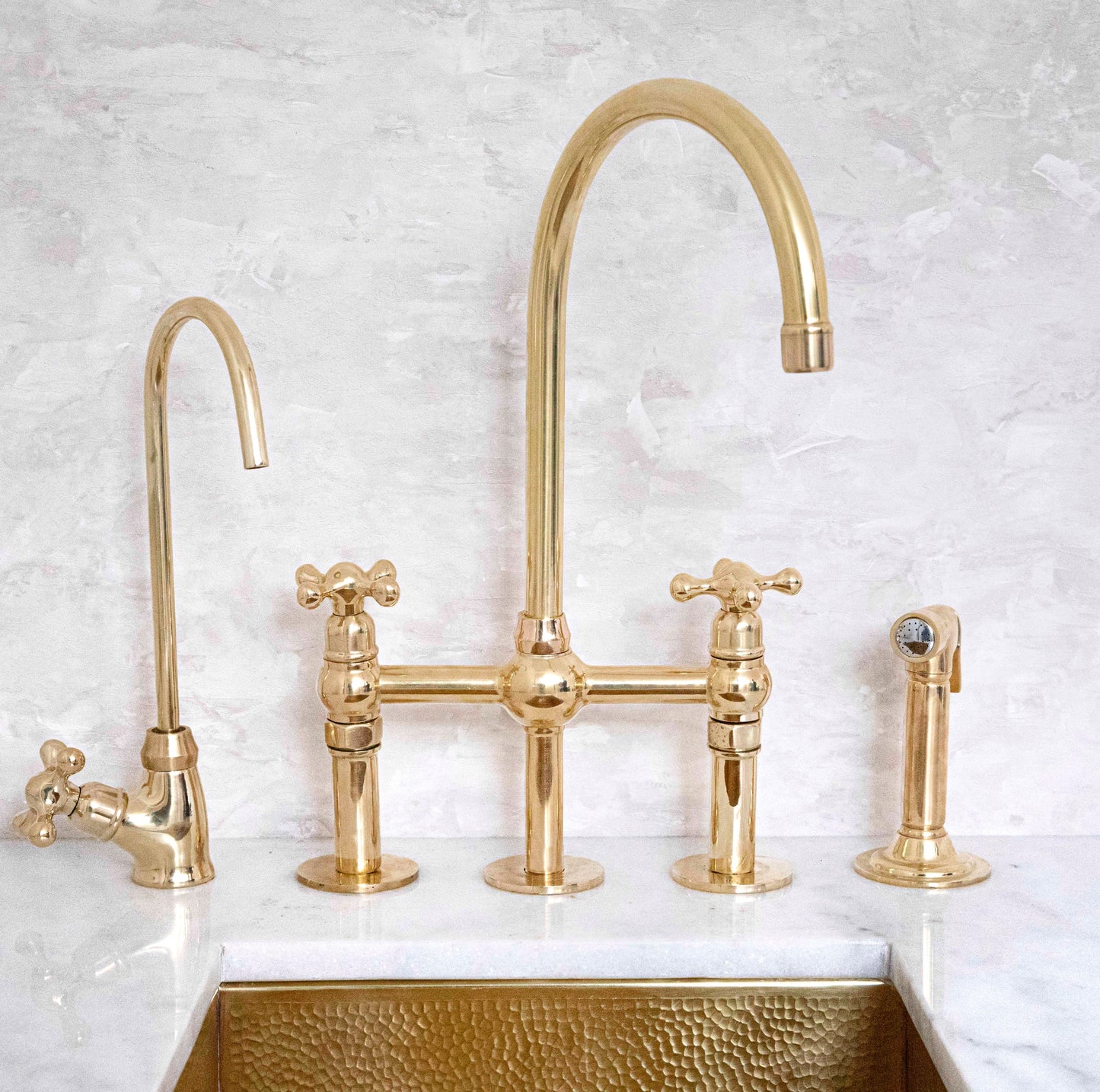 Ember Unlacquered Brass 3 Holes Bridge Faucet
