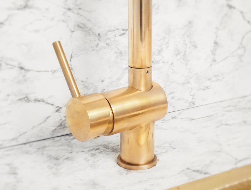 Unlacquered Solid Brass Pull Down Kitchen Faucet