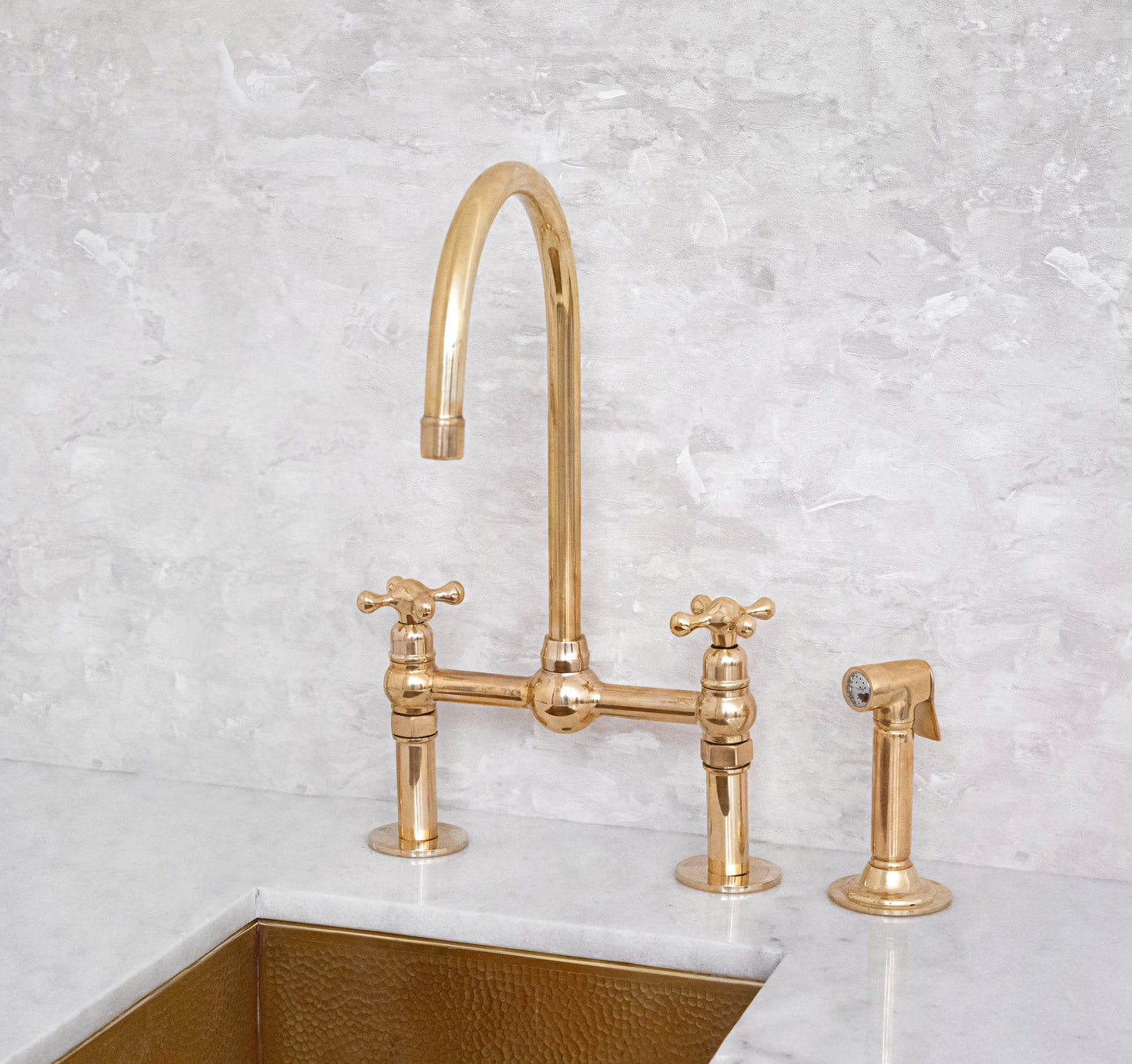 Unlacquered Solid Brass Bridge Faucet