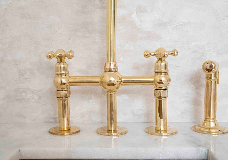 Ember Unlacquered Brass 3 Holes Bridge Faucet