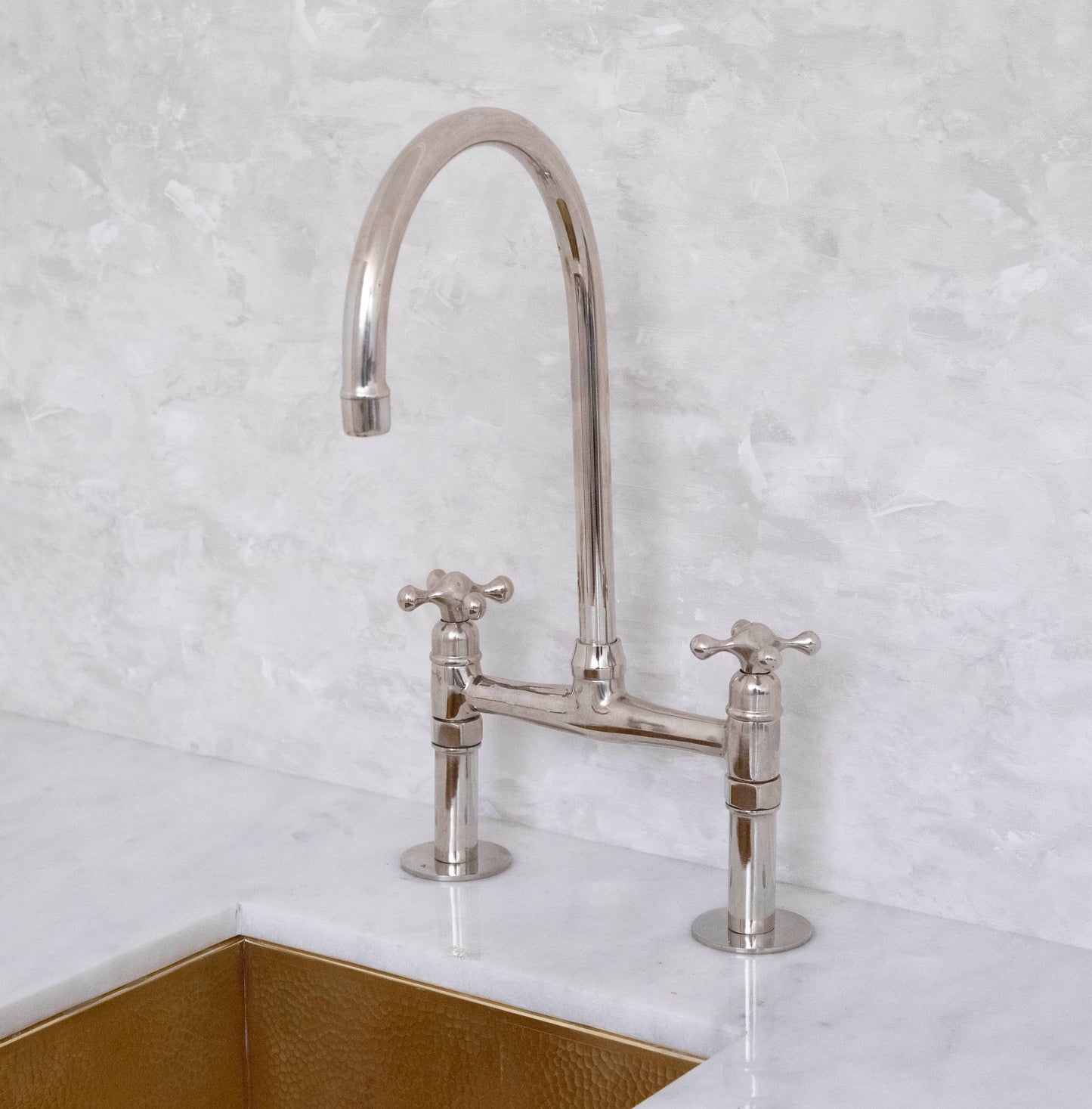 Unlacquered Brass Bridge Faucet Nickel Finish