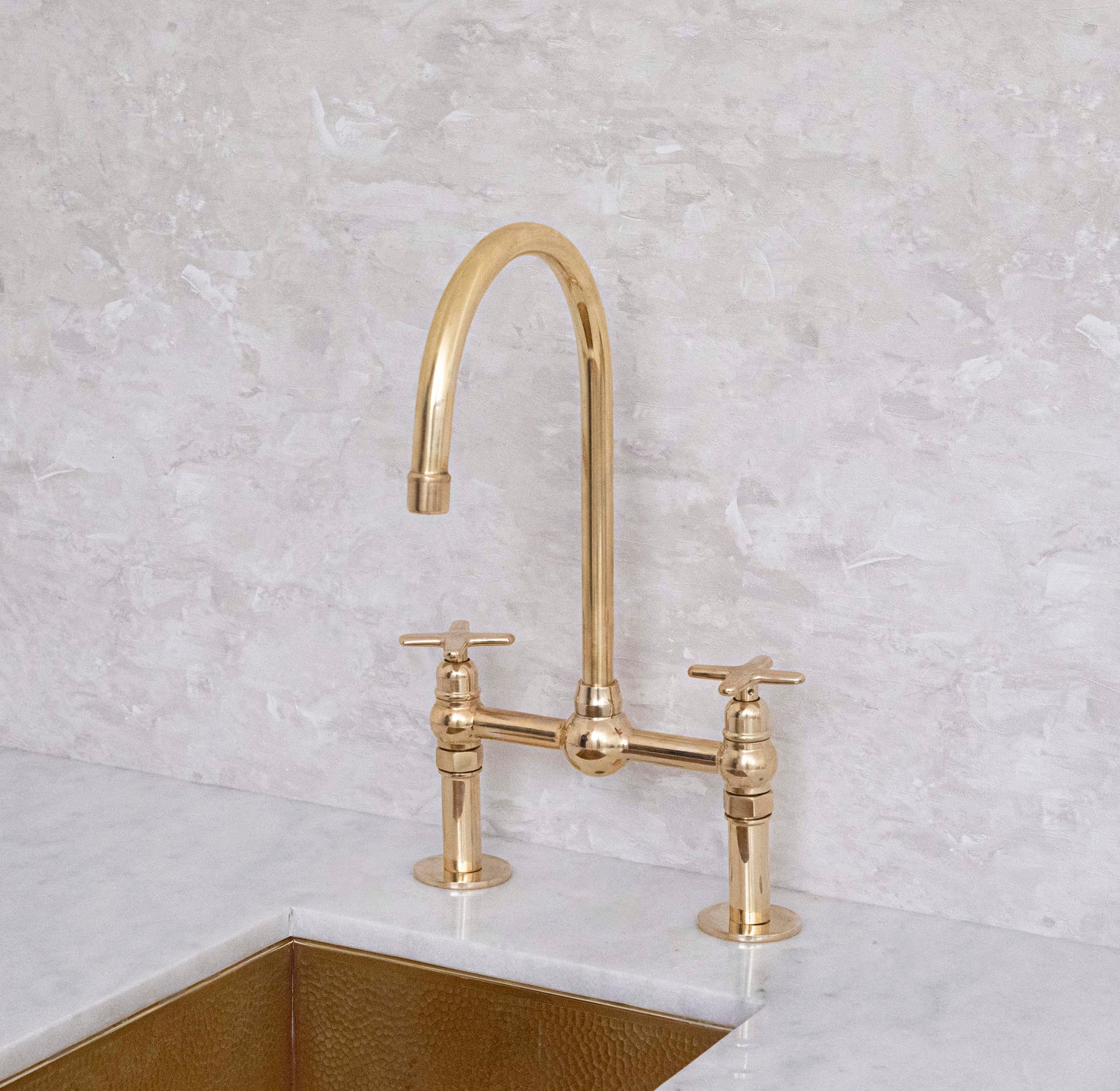 Unlacquered Solid Brass Bridge Faucet