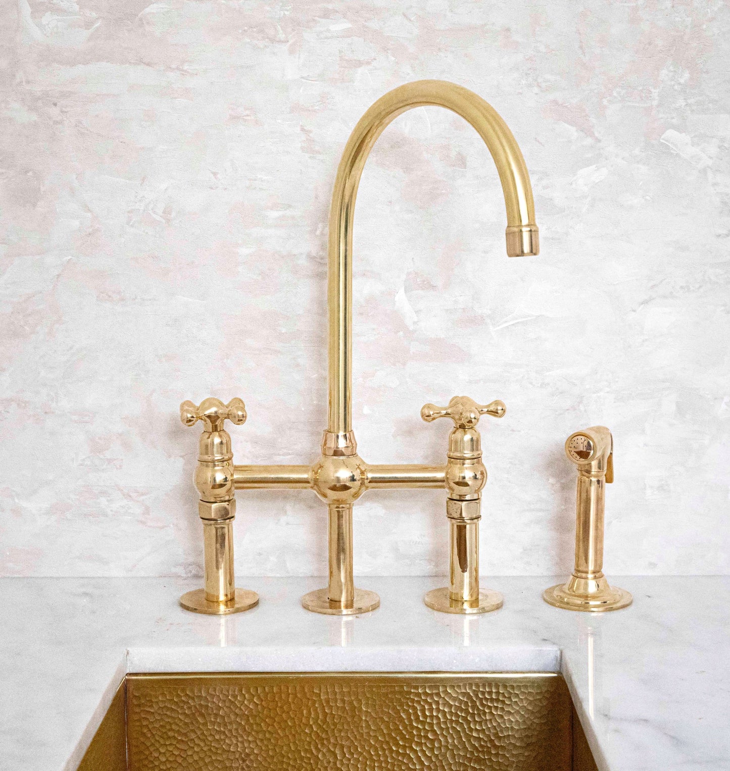 Ember Unlacquered Brass 3 Holes Bridge Faucet