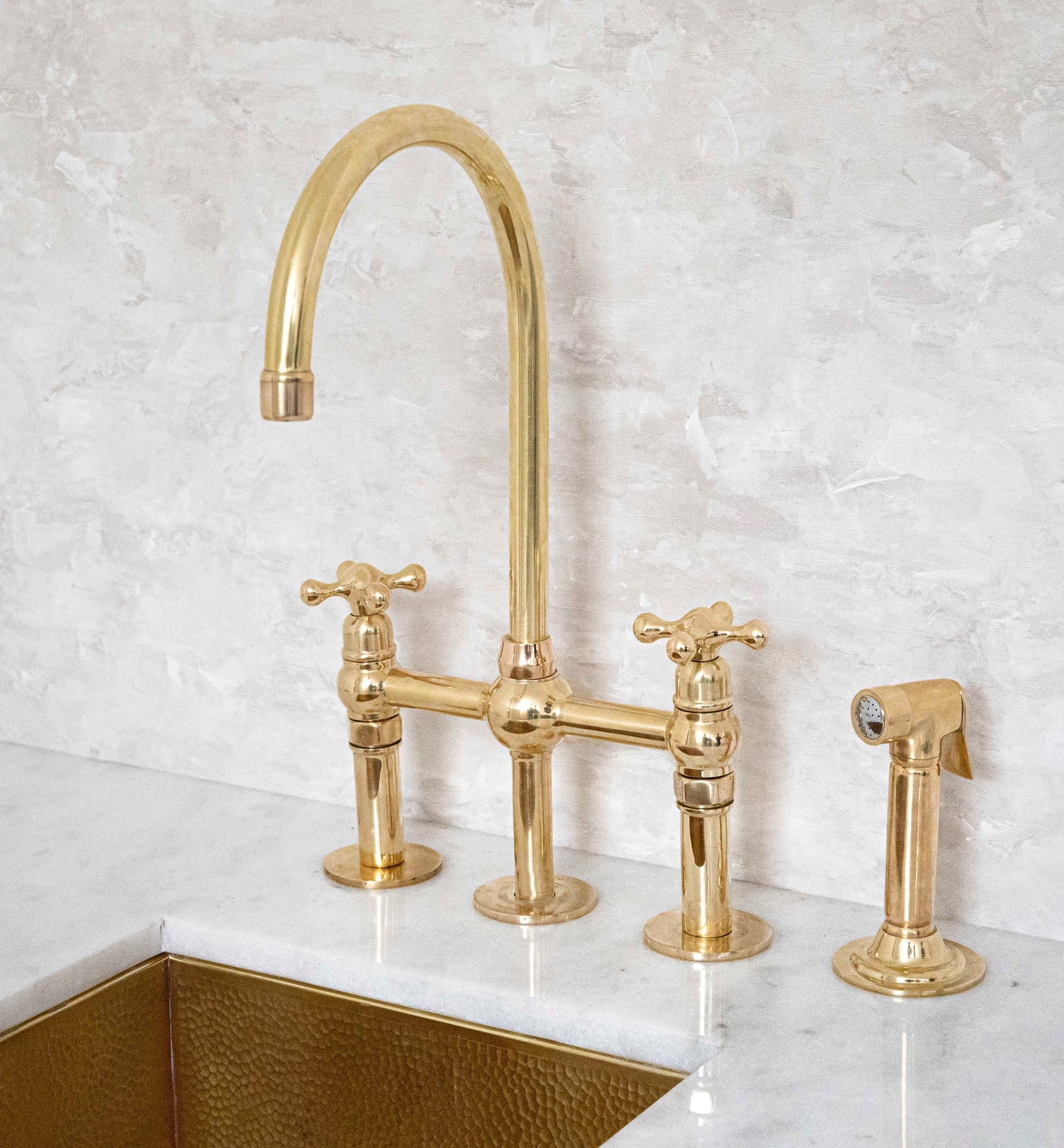 Ember Unlacquered Brass 3 Holes Bridge Faucet