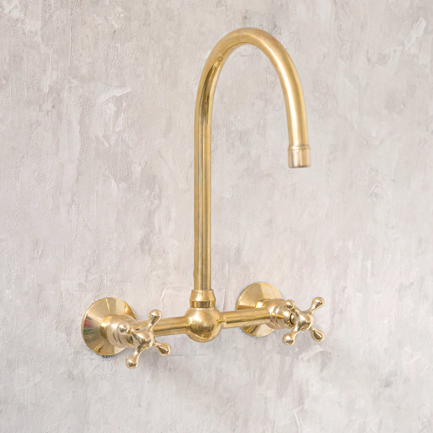Unlacquered Wall Mounted Brass Gooseneck Faucet