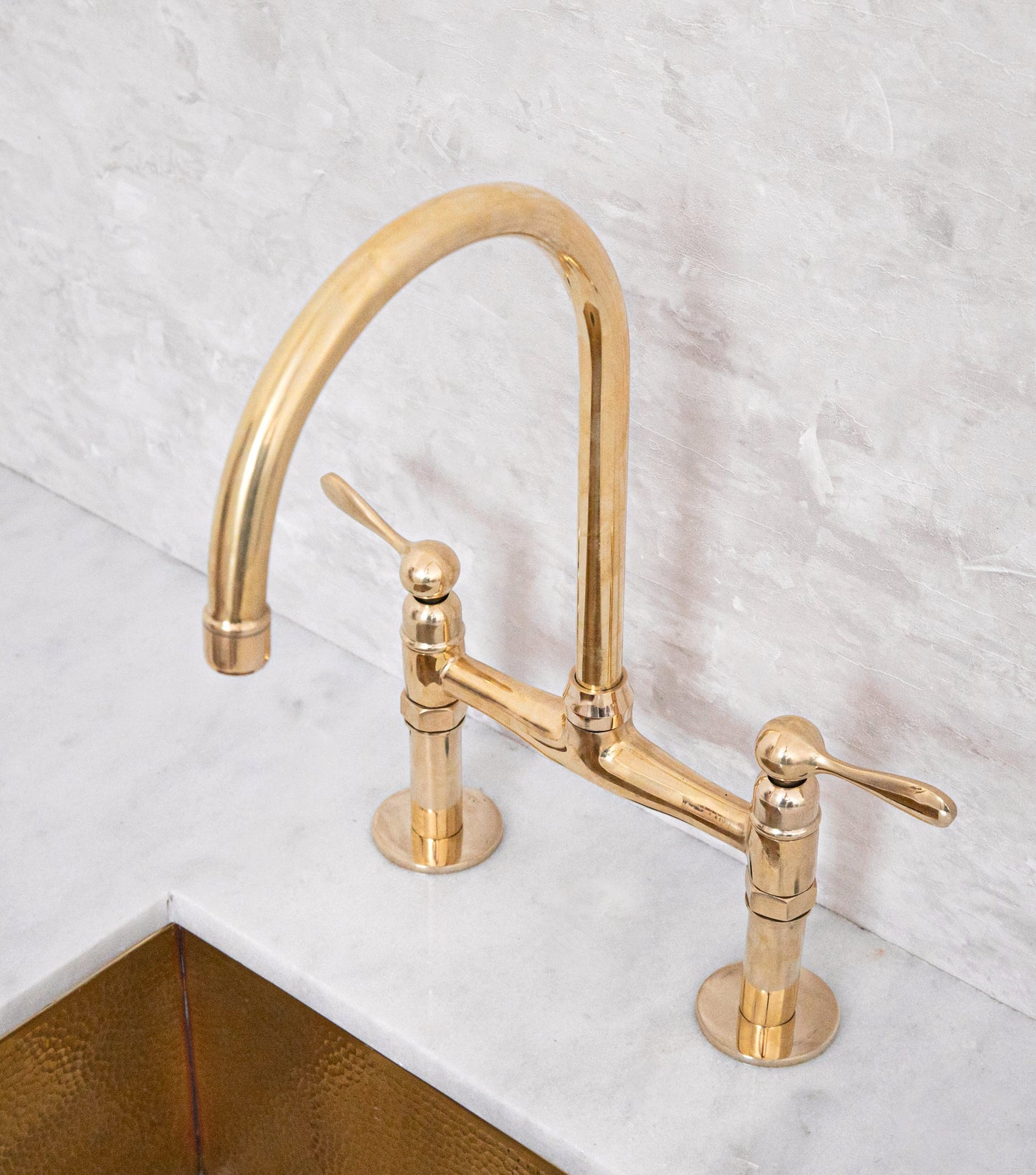 Unlacquered Brass Bridge Kitchen Faucet Ember
