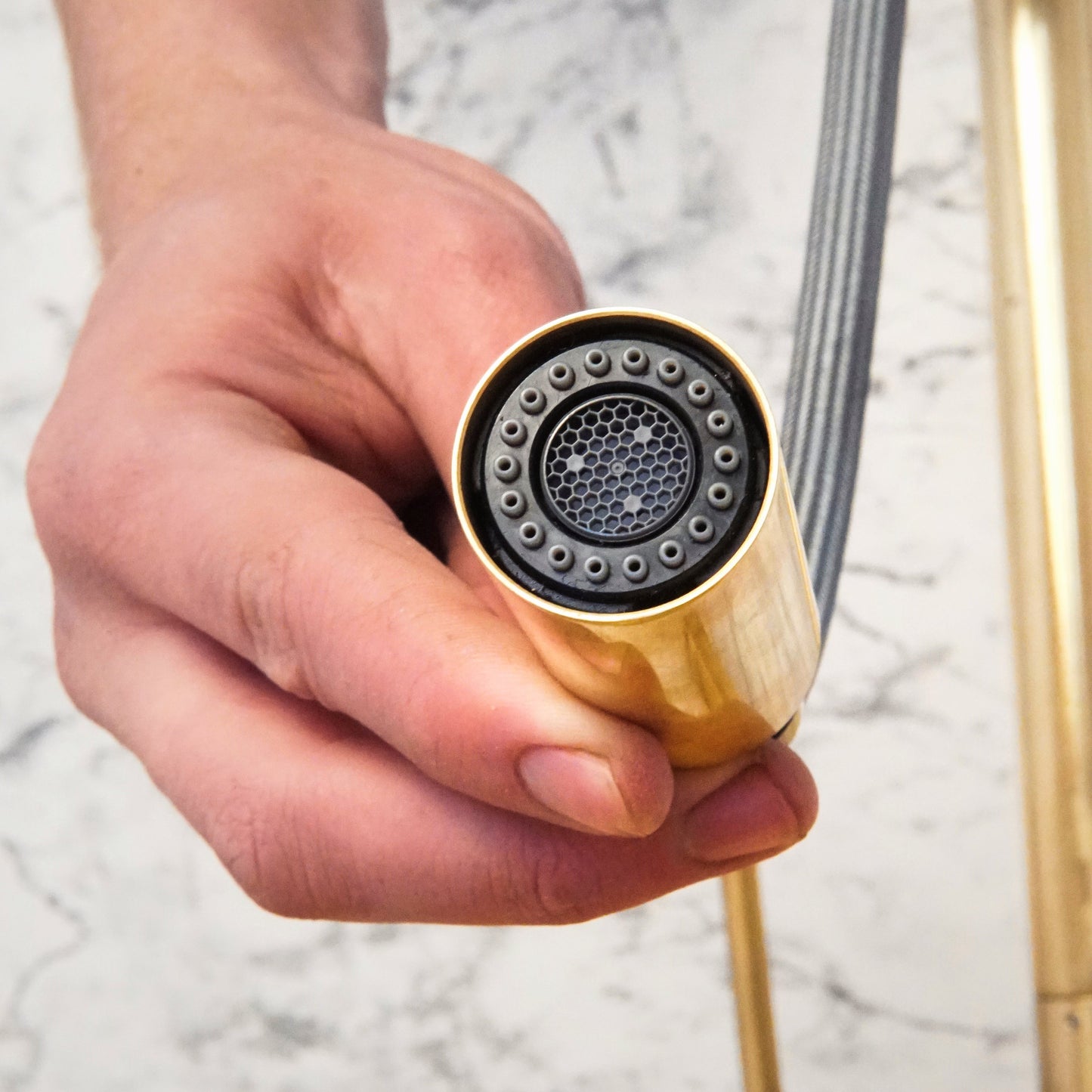 Unlacquered Solid Brass Pull Down Kitchen Faucet