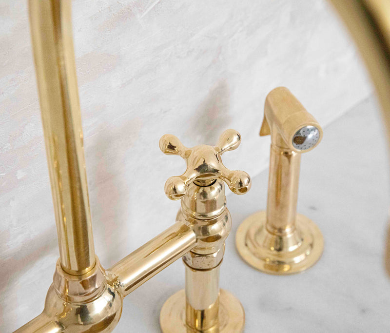 Ember Unlacquered Brass 3 Holes Bridge Faucet