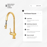 Unlacquered Solid Brass Pull Down Kitchen Faucet