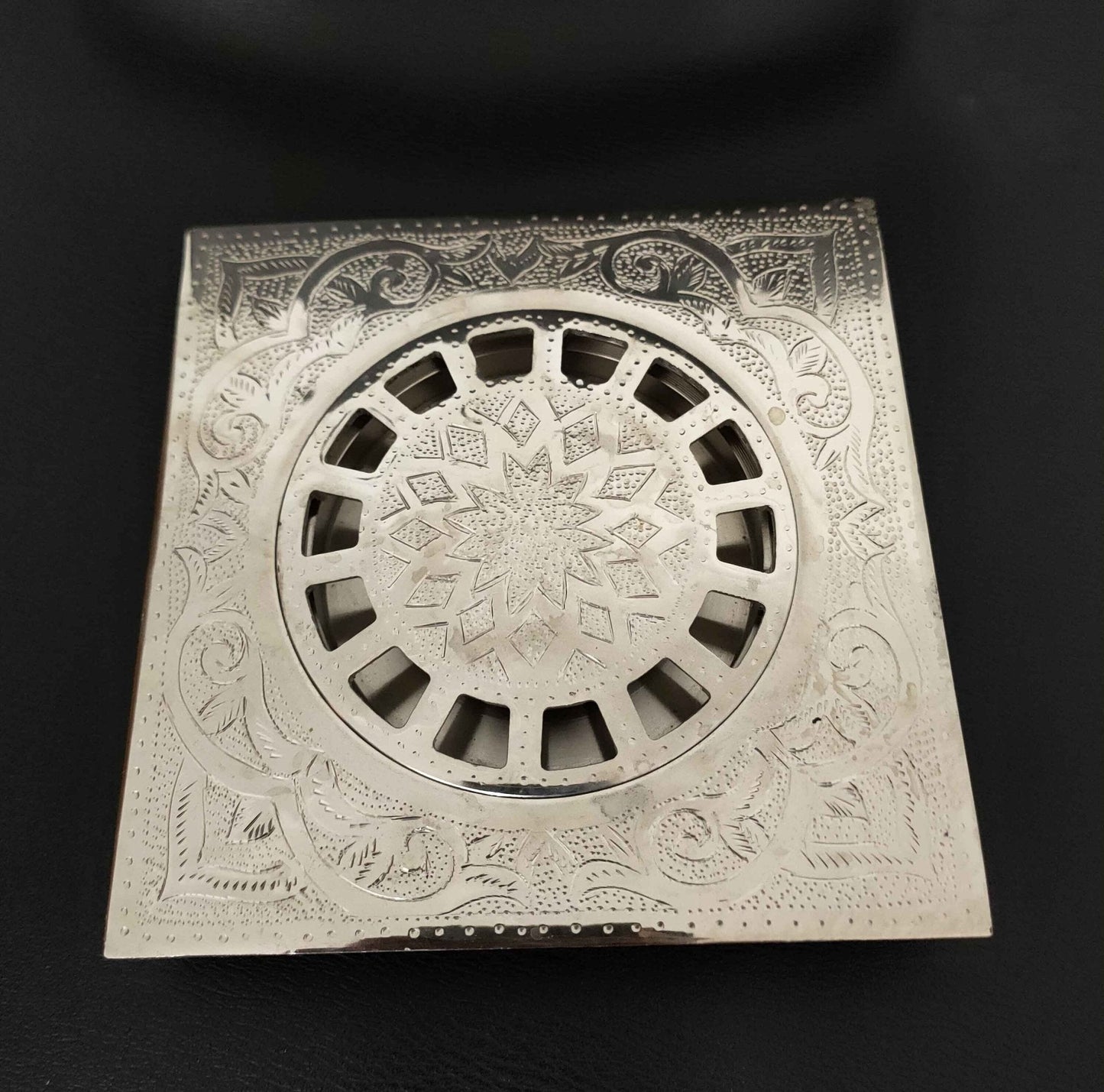 Engraved Silver Floor drain