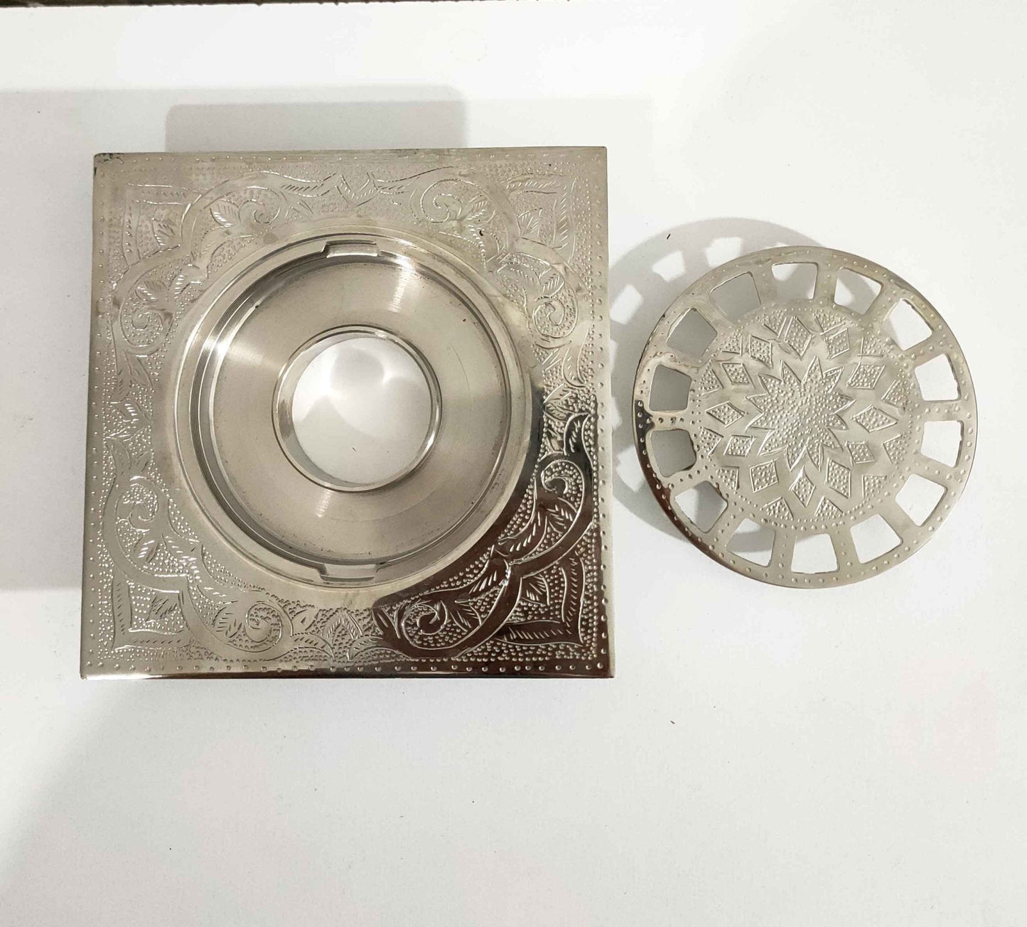 Engraved Silver Floor drain