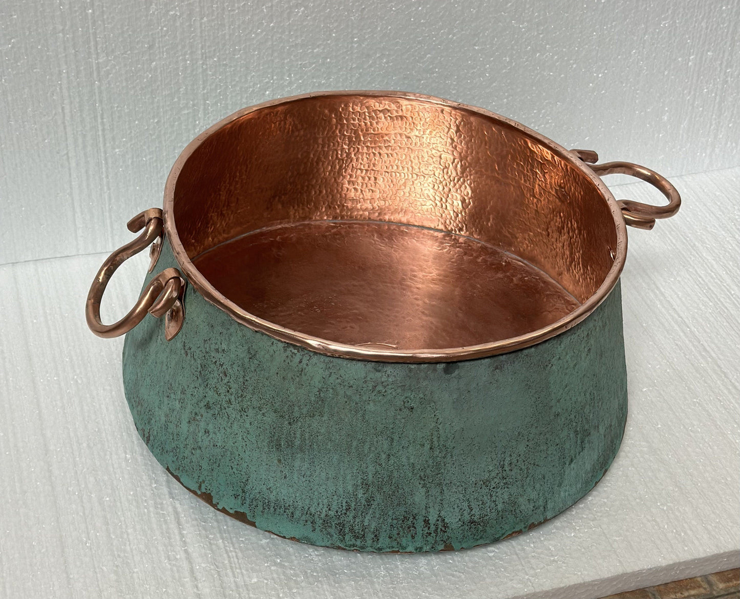 Green Patina Copper Bucket Vessel Bathroom Sink