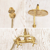 Unlacquered Brass Shower System, Brass Rain Shower Head, Bathroom Shower Set