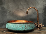 Oxidized Copper Sink Bathoom , Green Patina Copper Washbasin