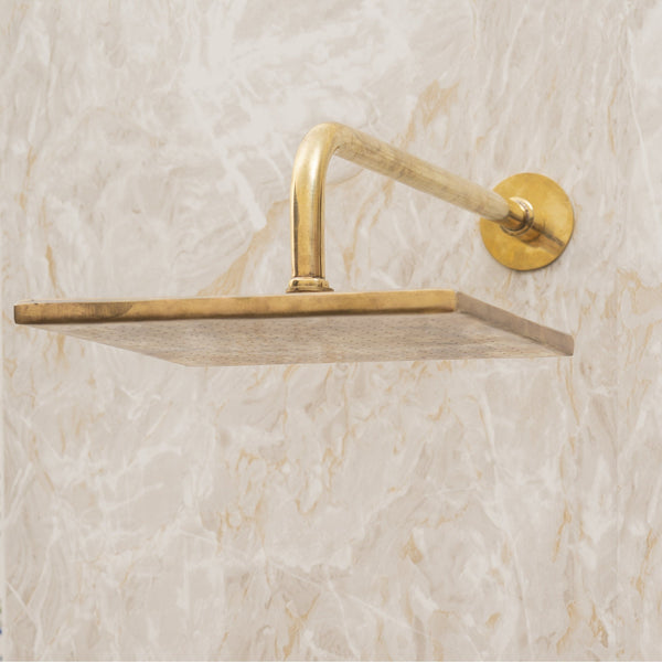 Unlacquered Brass Bathroom Shower Set with Square Shower Head