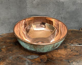 Oxidized Copper Sink Bathroom, Green Patina Copper Washbasin
