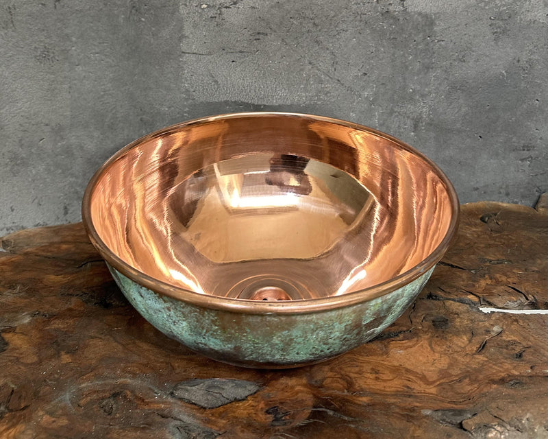 Oxidized Copper Sink Bathroom, Green Patina Copper Washbasin