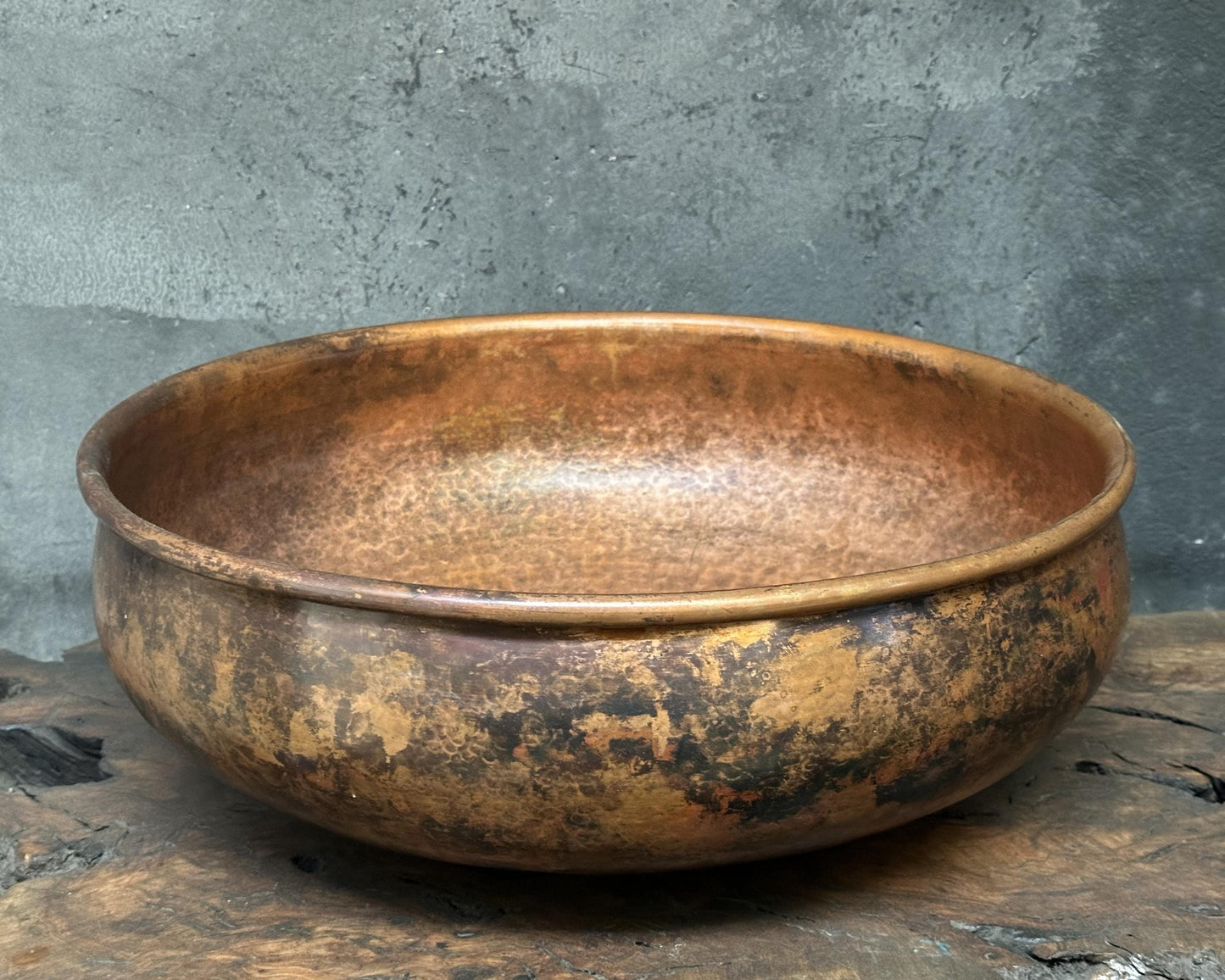 Copper Vessel Sink, Dark Brown Copper Washbasin