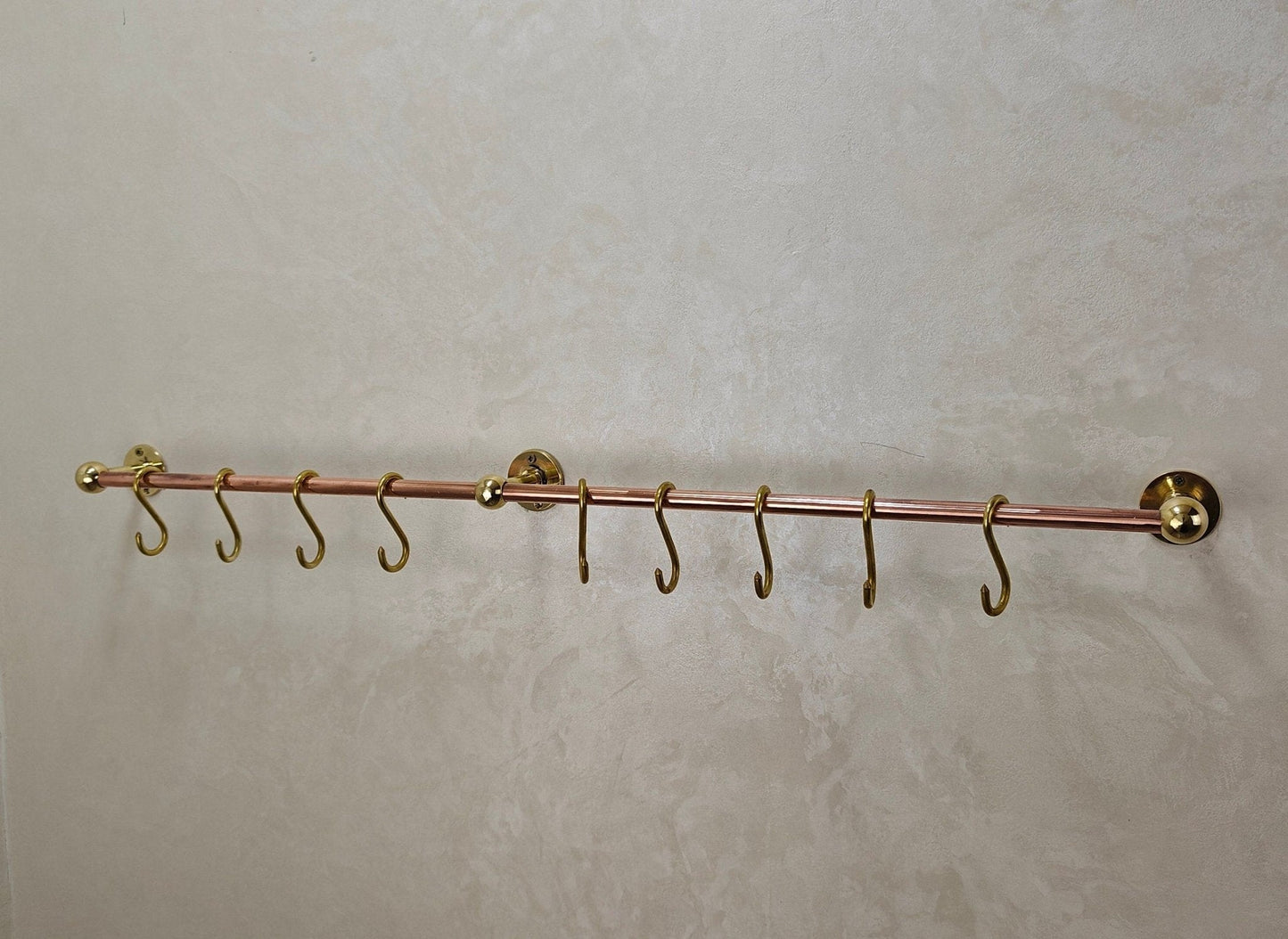 Unlacquered Brass Copper Pot Rail With S Hooks