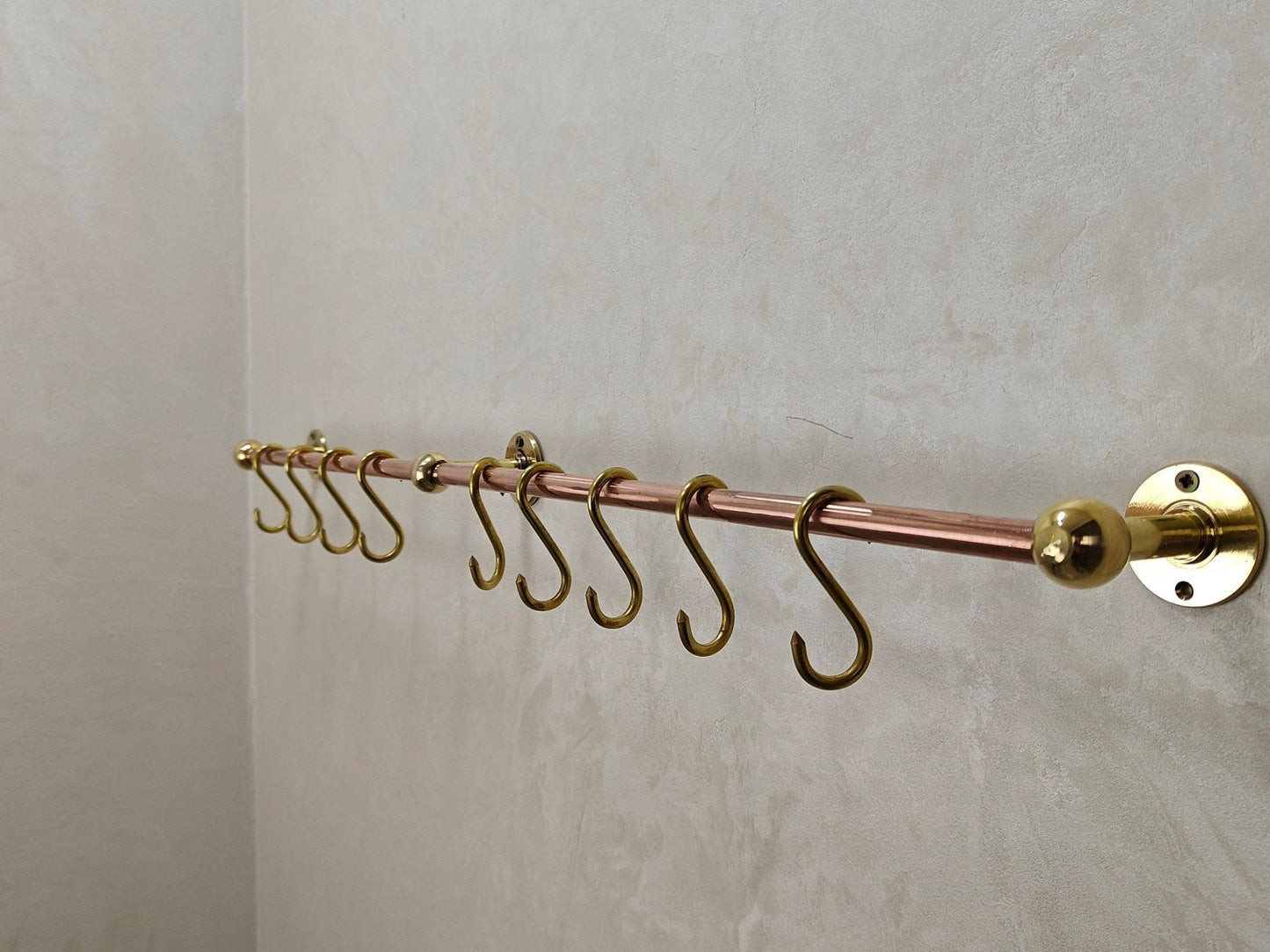 Unlacquered Brass Copper Pot Rail With S Hooks
