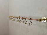 Unlacquered Brass Copper Pot Rail With S Hooks