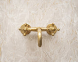 Unlacquered Brass Bathroom Sink Faucet, Wall Mounted Bathroom Faucet With Cross Handles